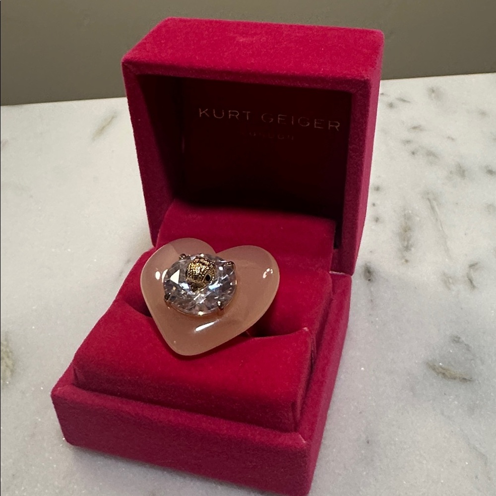 Kurt Geiger Pink Heart Ring with Crystal Detail
